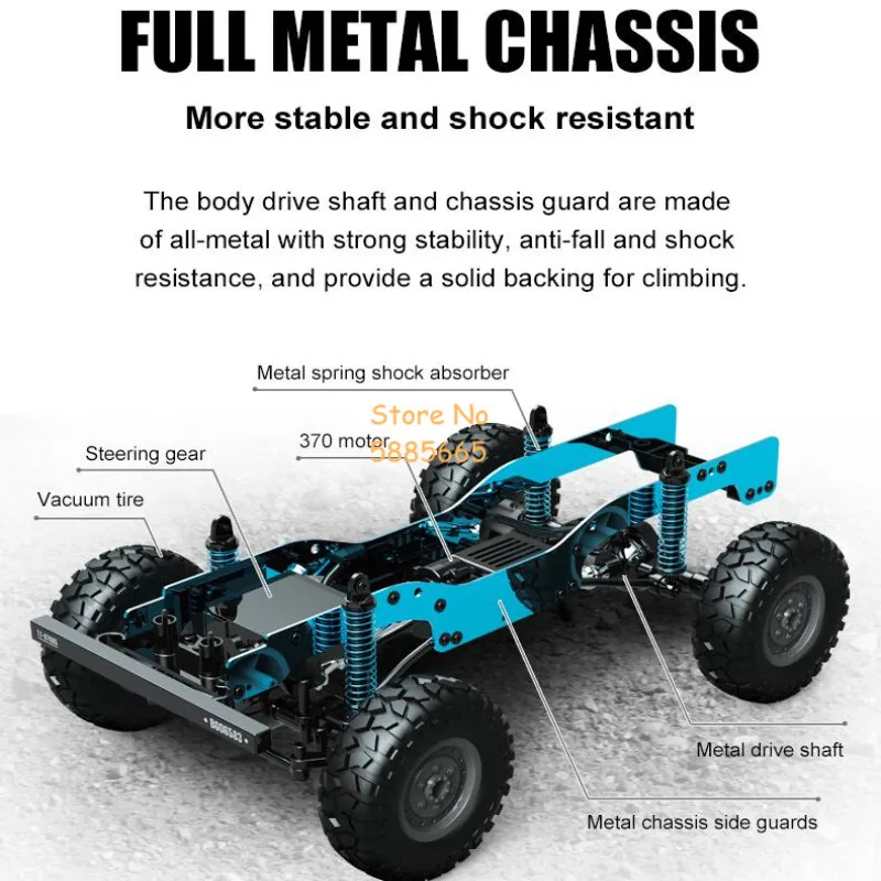 High Speed 4WD Crawler SUV Alloy Metal RC Truck 1:12 LED Lighting Waterproof Climbing Off Road Radio Remote Control Car Truck 4