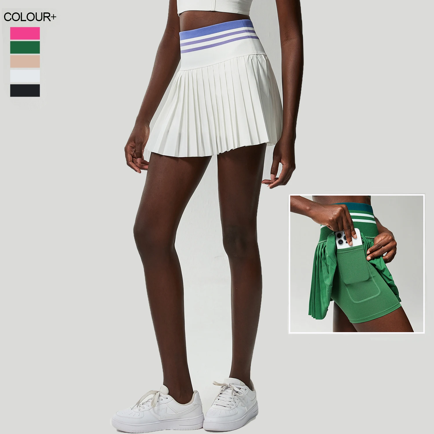 Women Sports Mini Pleated Skirt High Elastane Waist With Pocket Golf Tennis Skort Gym Fitness Yoga Athletic Workout