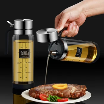 Bottiglia di olio vaso di olio di vetro serbatoio a tenuta stagna cucina bottiglie di salsa di soia vasi di aceto Set di strumenti di condimento di coperchio a scatto per uso domestico 1