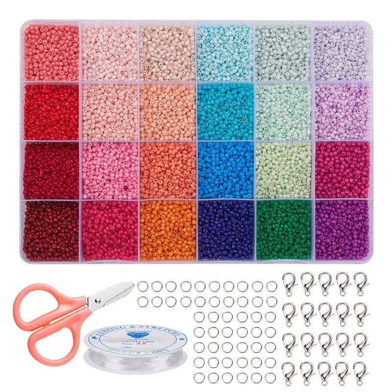 

3mm Top Sell 19200Pcs/Box With Colorful Glass Seed Beads Sets Charms for DIY Bracelet Making AccessoriesJ0954