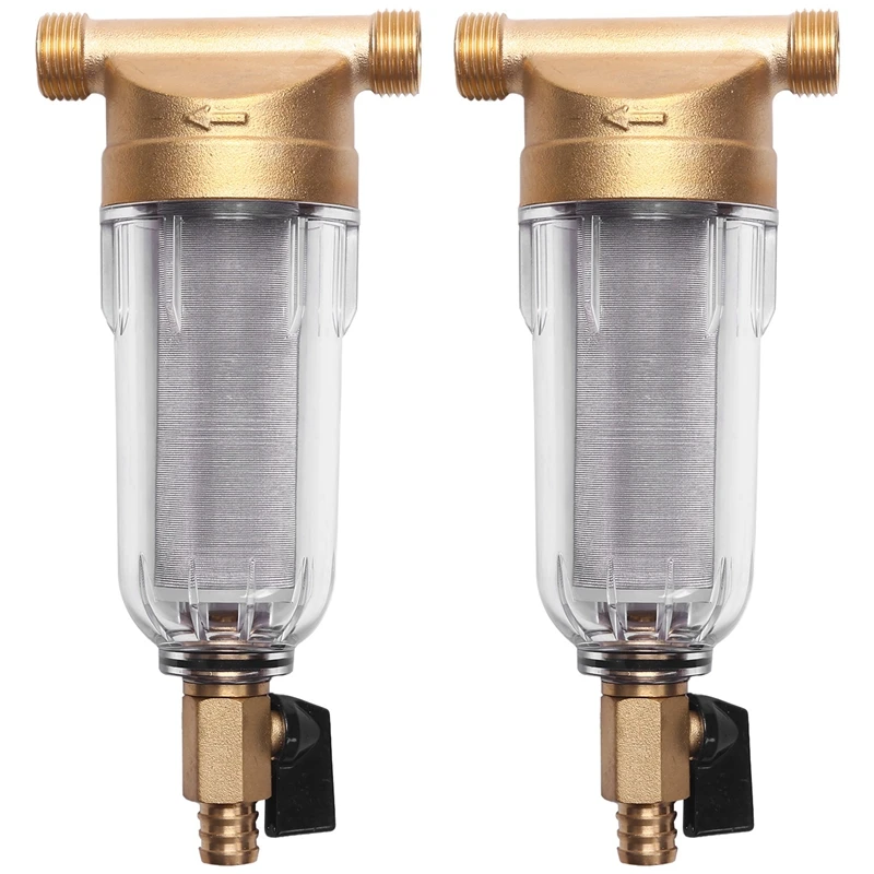 

2X 4 Split-Mouth Water Filters Front Purifier Copper Lead Pre-Filter Backwash Remove Rust Contaminant Sediment Pipe