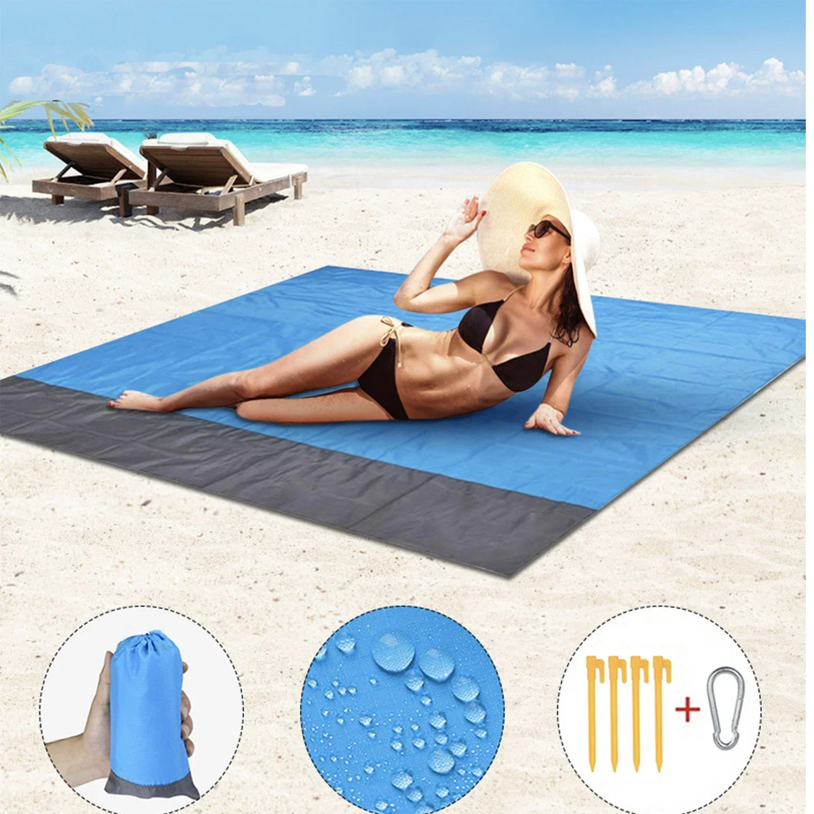 Waterproof Sandbeach Blanket for Camping Hiking and Sports Lightweight Sandproof beach blanket