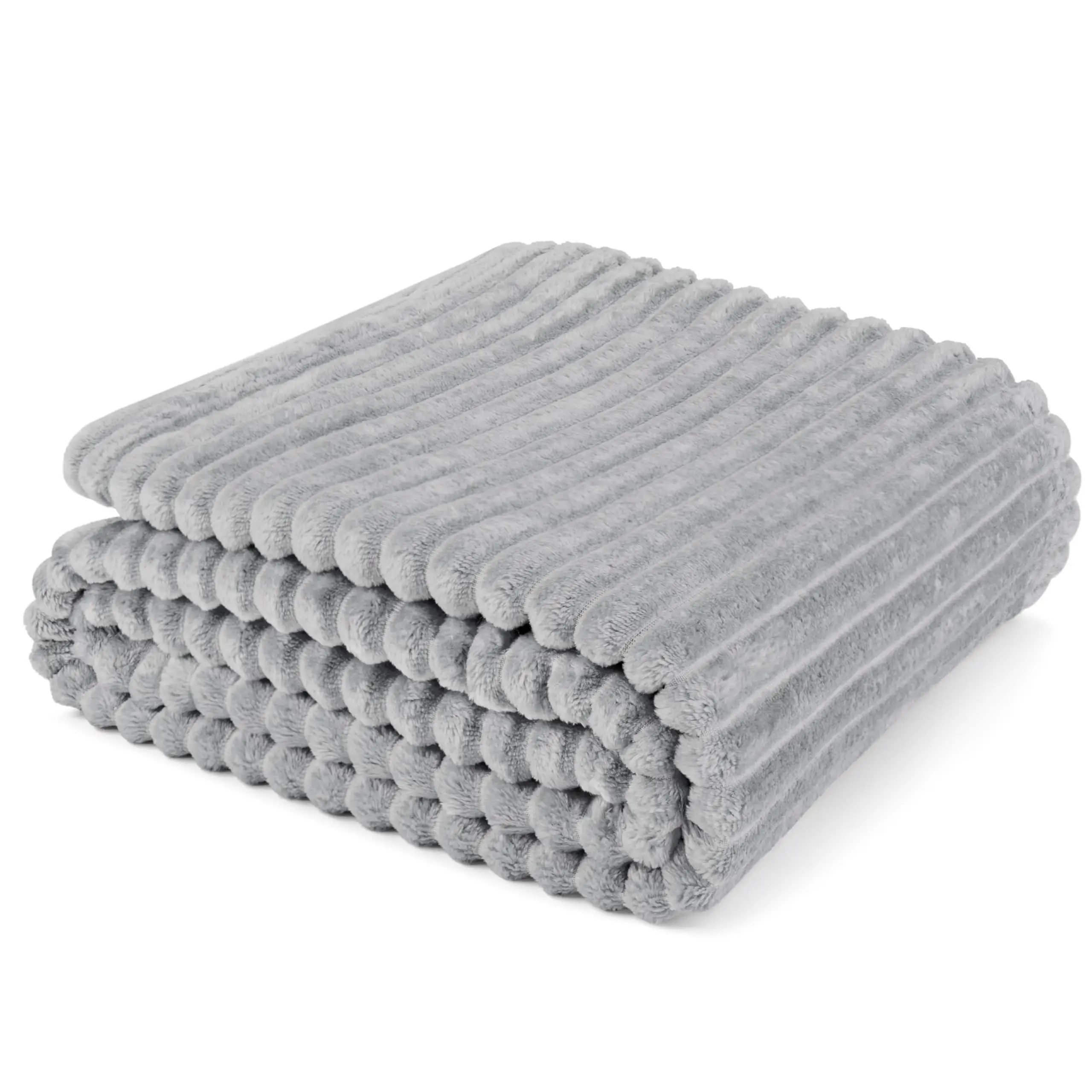 Grey Flannel Striped Design Blanket Single Bed Sofa Chair Suitable for Ultra Soft and Warm Fluffy Blanket 70x100cm 3