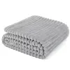 Grey Flannel Striped Design Blanket Single Bed Sofa Chair Suitable for Ultra Soft and Warm Fluffy Blanket 70x100cm 3