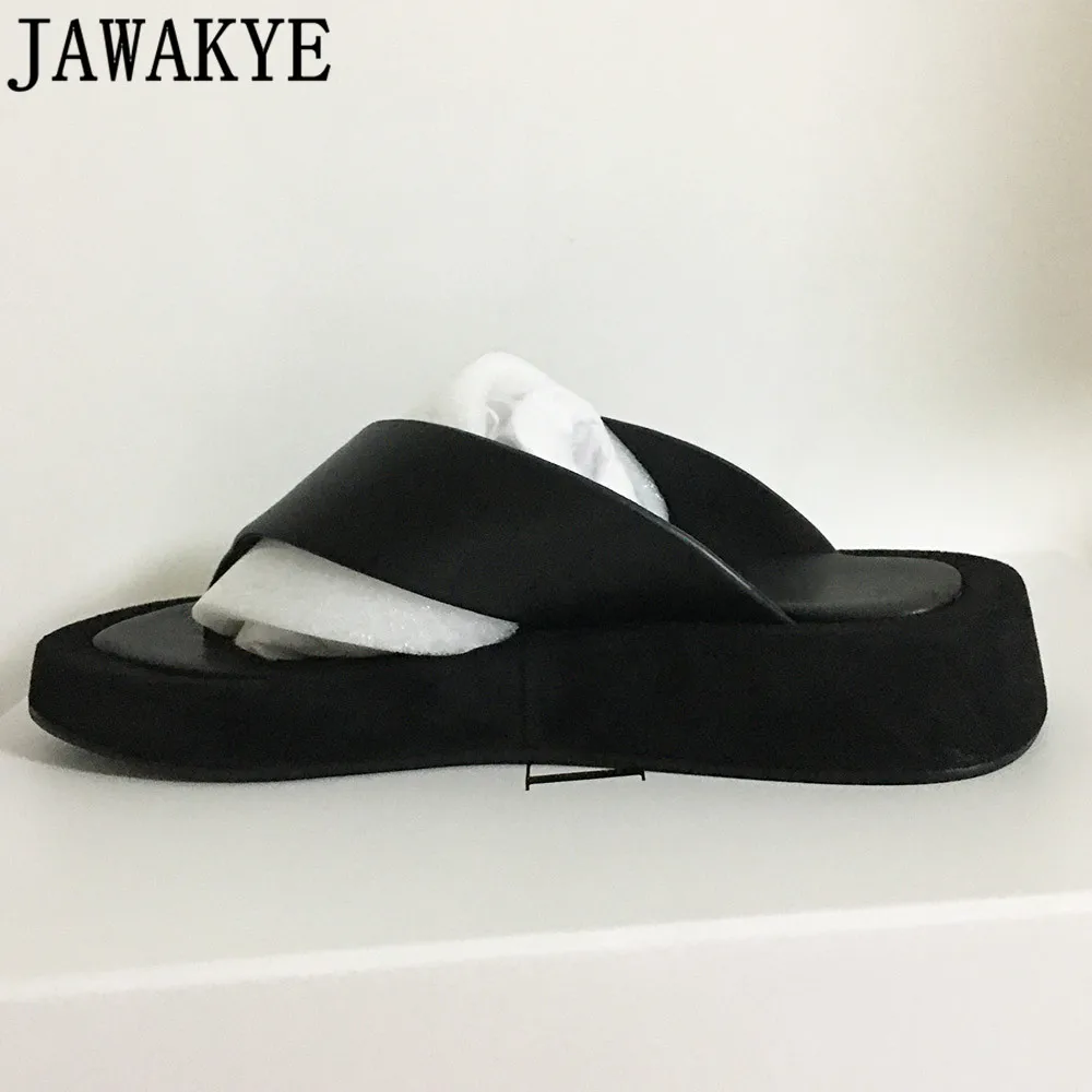 Summer thick bottom sandals women flat heel casual vacation beach Shoes real leather flip flops outdoor slippers zapatos mujer