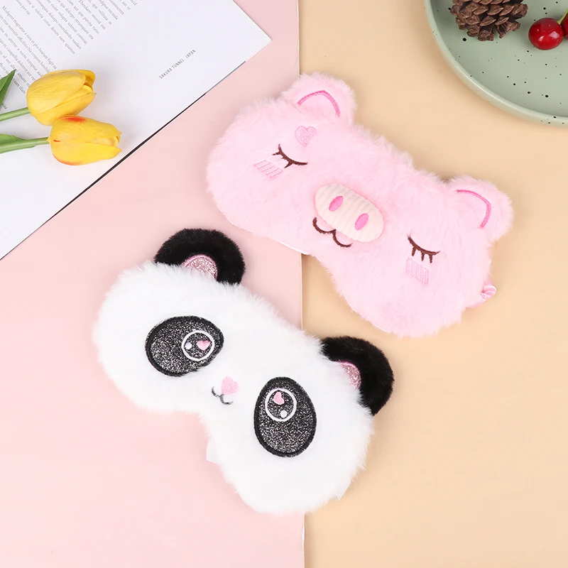 Eye Mask Eye Patch 1PC Plush Cute Grey Cat Eye Mask Eye Shade Cover Blindfold Eyeshade Eyepatch Suitable Mask Sleeping for Travel Home Gift