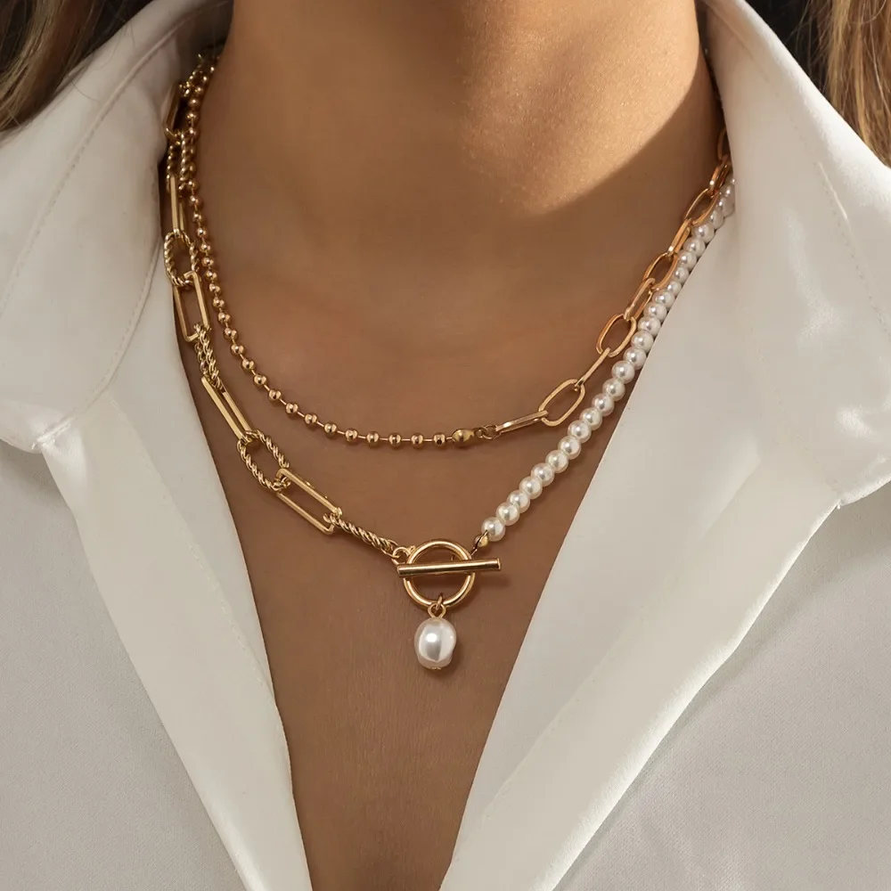 Vintage Gold Color Multiple Styles Imitatihttps://ezaroo.com/wp-admin/post-new.php?post_type=producton Pearl Necklace for Women Boho Trendy Multi-Layer Crystal Pendant Necklaces Jewelry