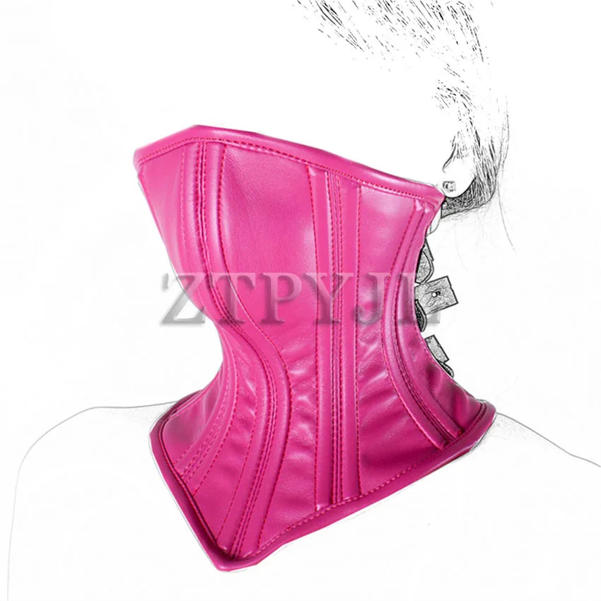 Soft PU Leather Chastity Posture Corset Neck Collar 2