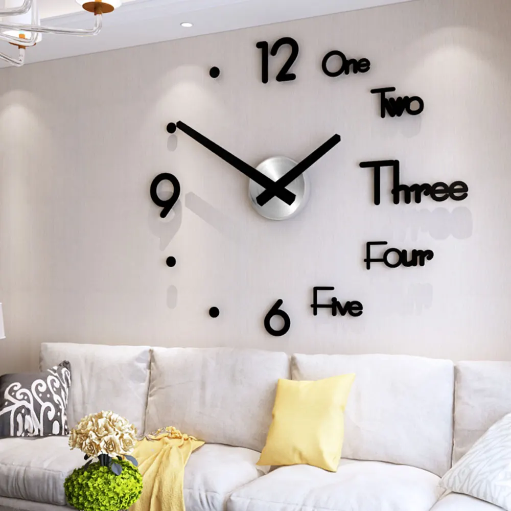 DIY Self Adhesive Decal Modern Wall Digit Room Interior Decoration Wall Clock 