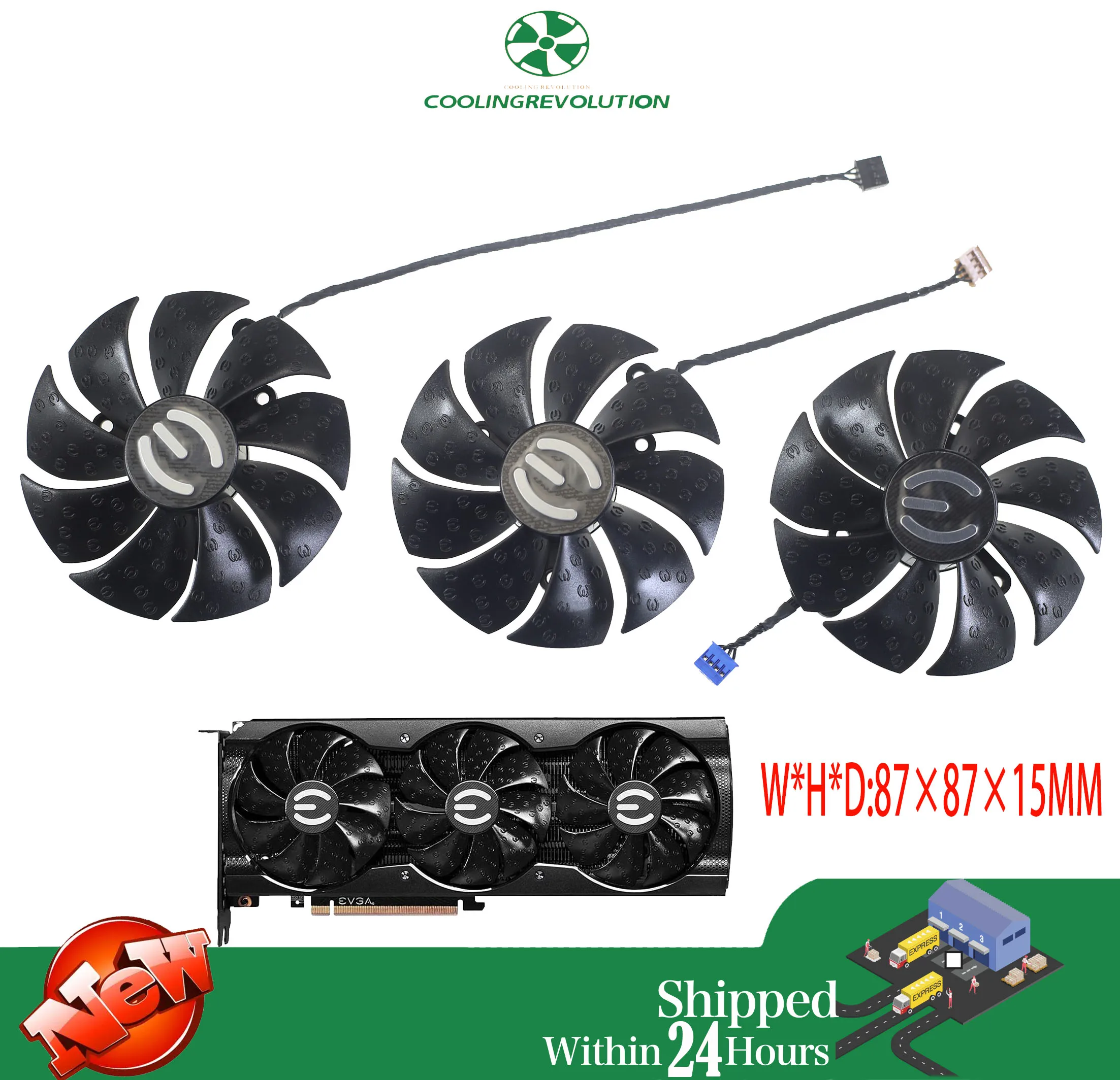 Ventilador de Placa Gráfica para Jogos T129215su Pla09215s12h 12v 0.55a 4pin Evga Rtx 3070 3080 3090 Xc3 Preto 87 mm