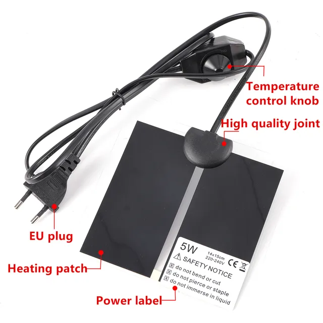 5-45W-Os Növényi Meleg Fűtőpad Vízálló Hüllőfűtő Szőnyeg Hőmérséklet-Vezérlővel Állítható Vezérlő Beltéri Kert Palánták - Image 2