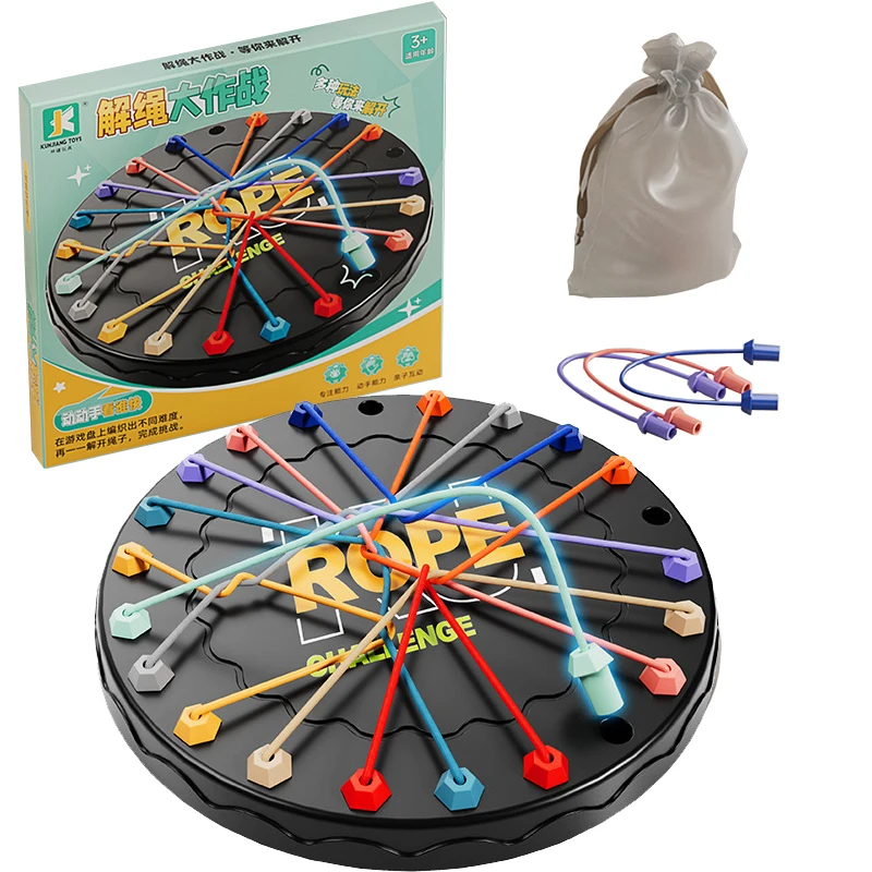Kid Rope Knots Puzzle Social Board Game Color Line Twisted Connected Ropes Sorting Logic Thinking Challenge Strategy Table Game board game board game toy rope puzzle toy