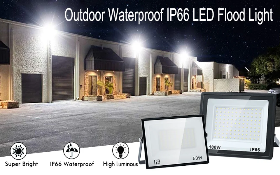 Description Picture 2 of itemLED Floodlight Outdoor Wall Light 3 Colors AC220V 100W 70W 50W 30W 20W 10W IP66 Waterproof Outdoor Garden Spotlights Led Lights