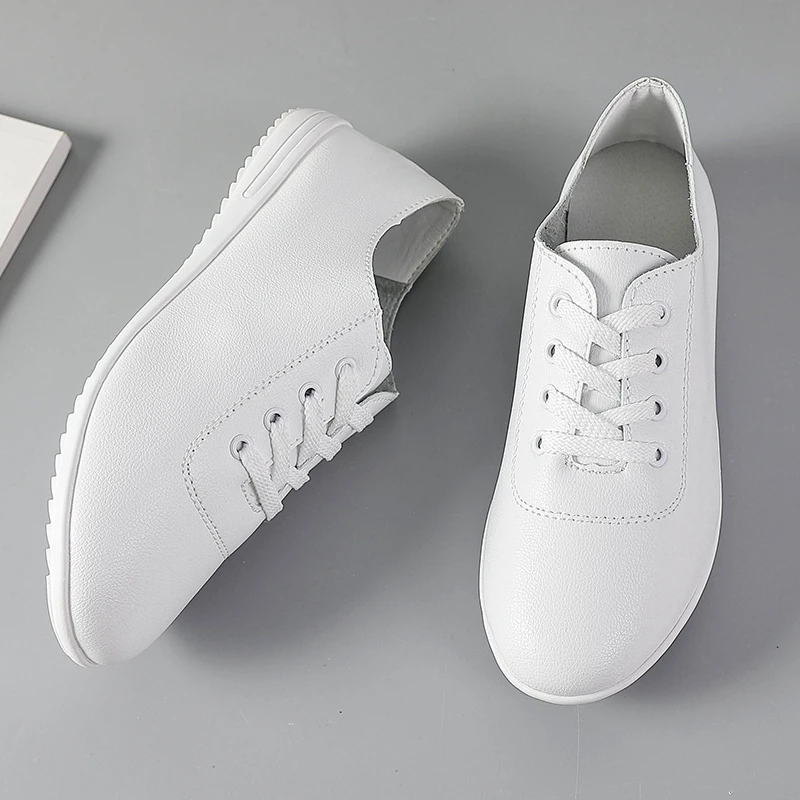 

2024 New Spring Women's Shoes Korean Version Flat Small White Shoes Tie-up Work Fashion Trend Comfortable Walking Shoes