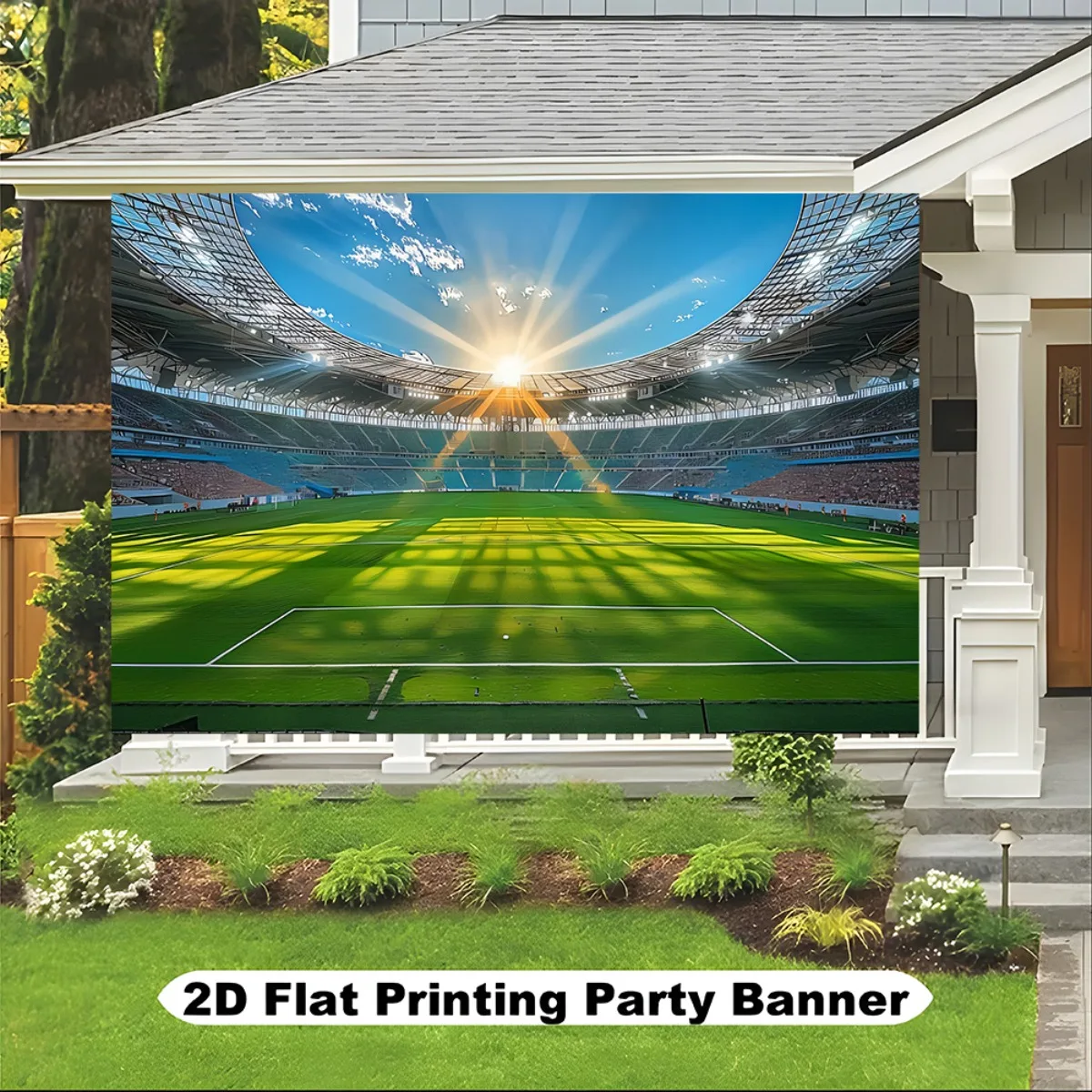 1 Stück, 2D flacher Fußballfeld-Hintergrund, perfekt für Studio-Wanddekoration und Fotografiebedarf, drinnen und draußen. wsj – Detail 3