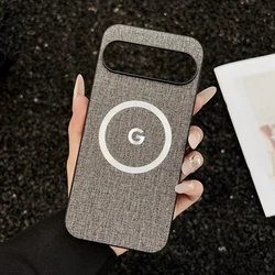 Magnetic Wireless Charging Fabric & Leather Case - Slim Shockproof Cover - Pixel 9 ProXL (Grey)