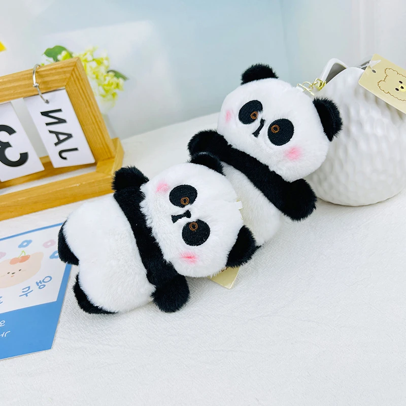 

12CM Stuffed Giant Panda Plush Toy Bag Pendant Keychain Cartoon Panda Ornaments For Diagonal Bag Plush Keychains Holiday Gifts