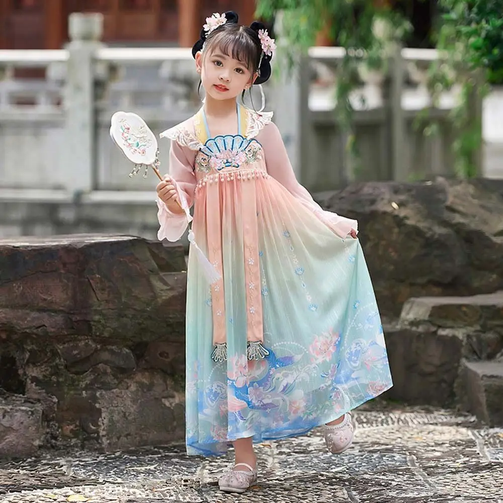 

Folk Dance Chinese Children Girls Hanfu Clothes Children Carnival Fairy Cosplay Tang Dynasty Chinese Kids Girls Ancient Dress