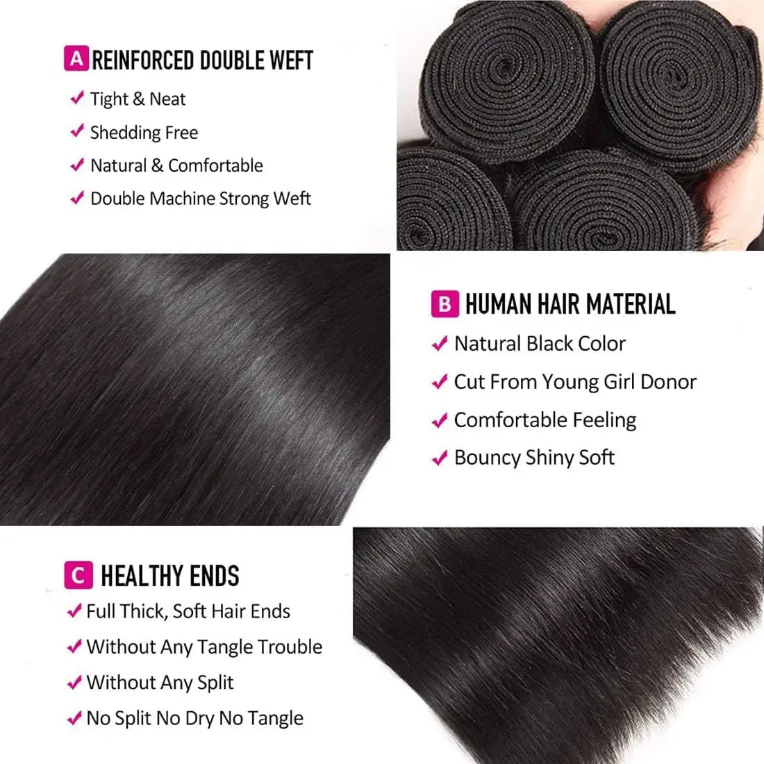 40 50 Inch Bone Straight Weave Human Hair Bundles Raw Hair Extensions Brazilian Natural Black 3 4 Bundle Deals Unprocessed 3