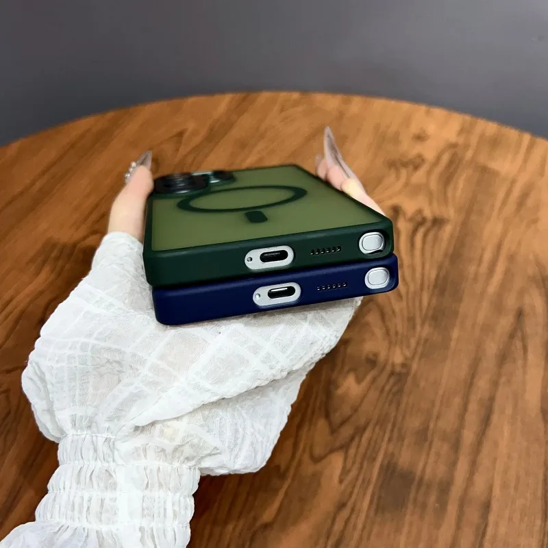 Magnetic Luxury Matte Translucent Armor Shockproof Case with Magsafe Compatibility