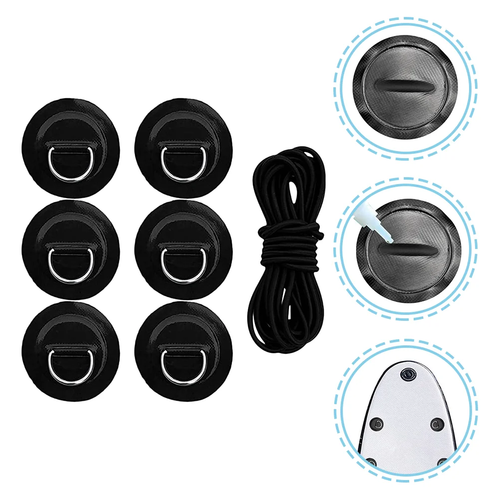 Kayak Stainless D Ring Tie down Surfboard Rope Buckle Paddle Black Elastic Cord 4pcs pulley ratchets heavy duty rope clip hanger adjustable lifting pulley lanyard hanger kayak and canoe boat bow rope lock tie down strap