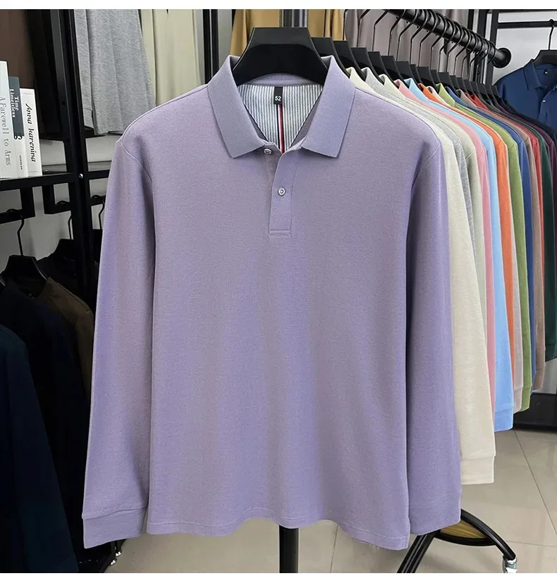 Men’s simple long sleeve polo shirt for autumn layering
