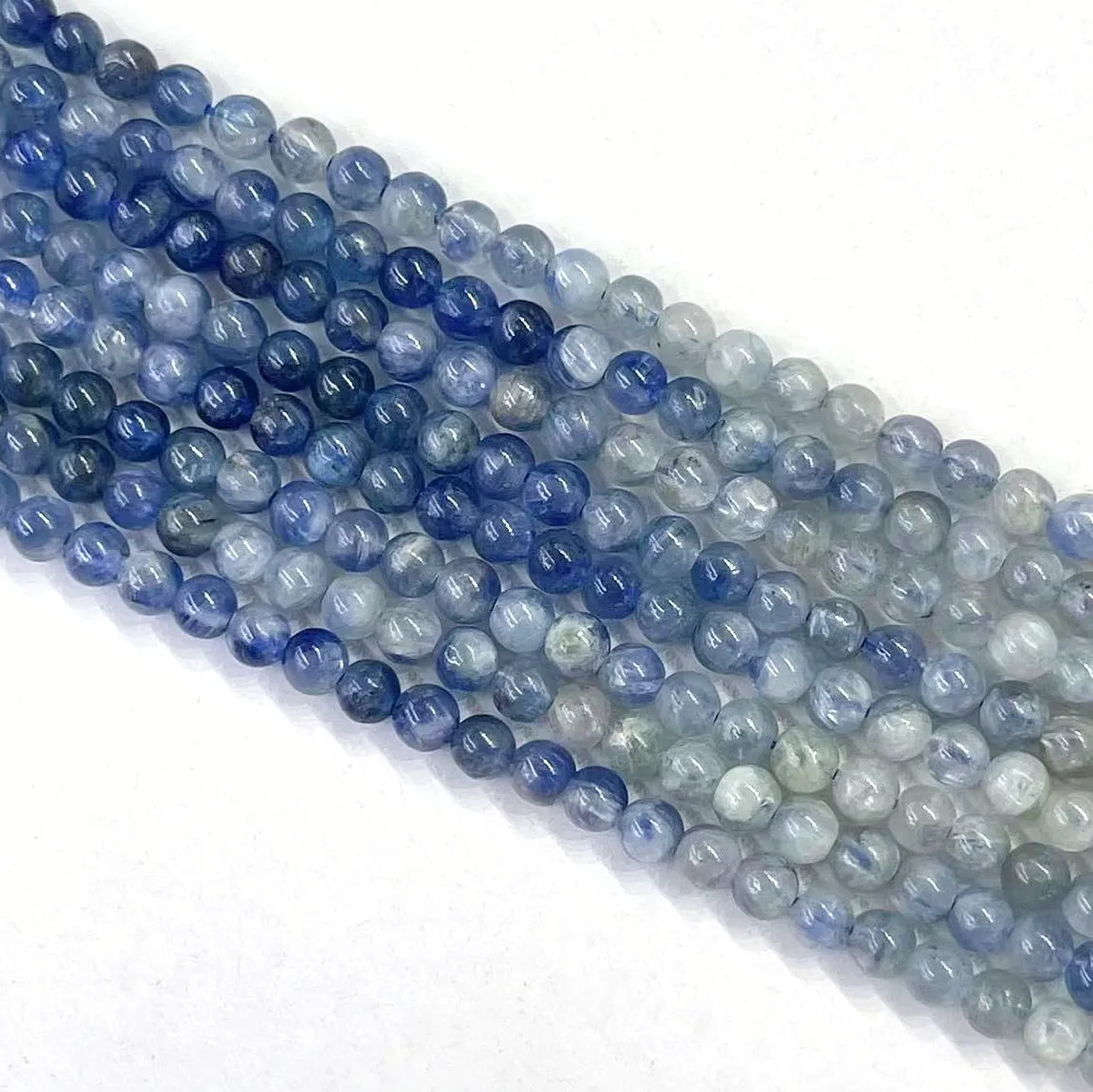 4MM Natural Kyanite Round Beads High Grade Loose Blue-White Gradient Cyanite Stone Accessories For DIY Bracelet Necklace Jewelry