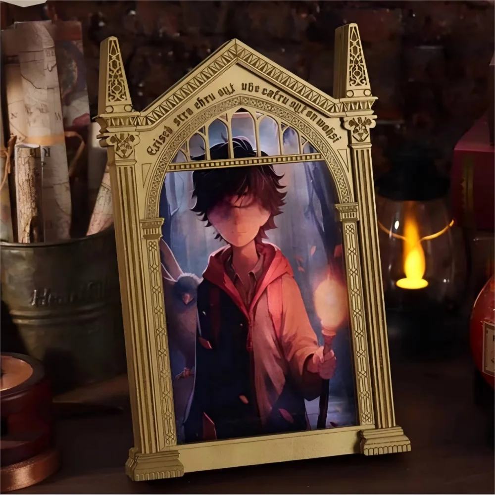 Memory Photo Frame Magic Mirror Touch Illuminates Photo replaceable potterhead Perfect for couples view 2