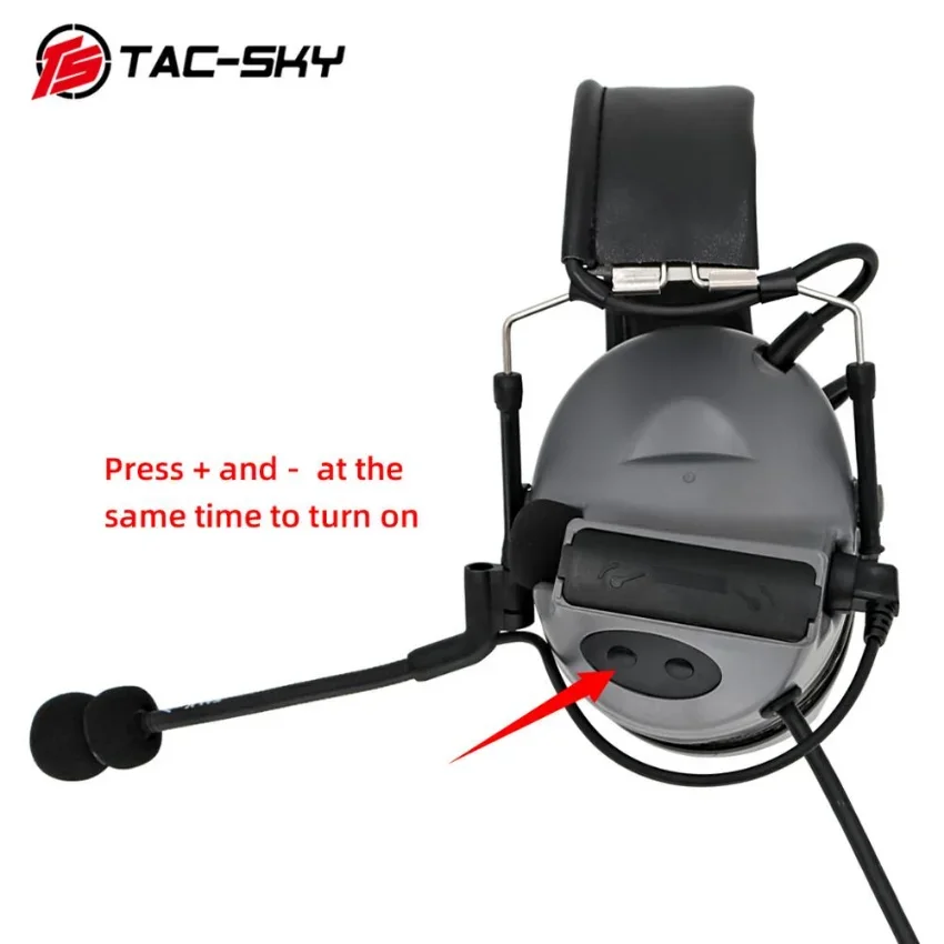 TS TAC-SKY Pelto Comtac Military Tactical Headset Airsoft Hunting Hearing Protection Earmuffs with U94 Ptt and ARC Rail Mounts