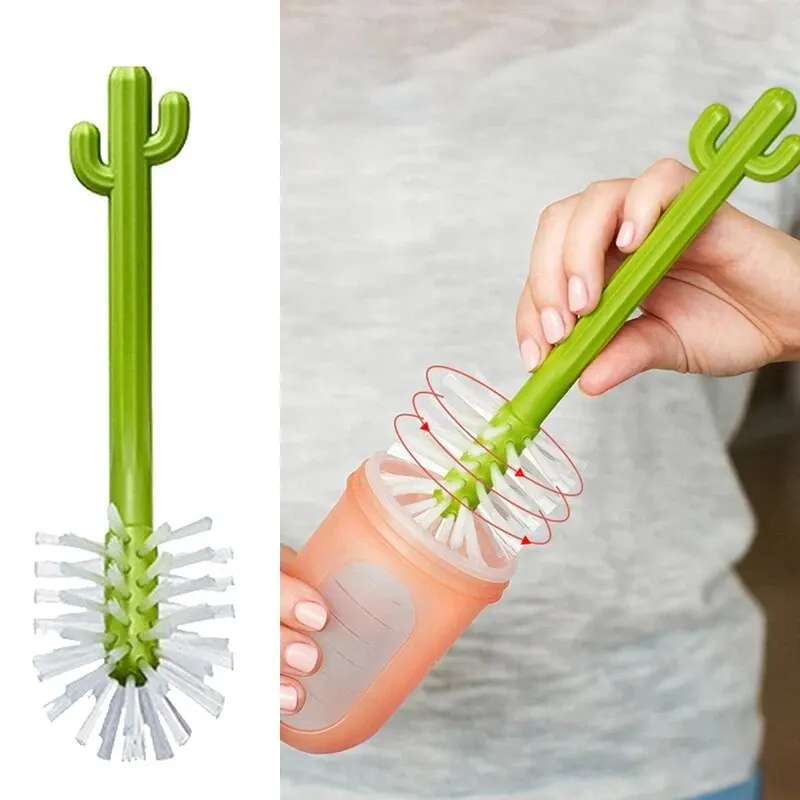 4 Piece Baby Bottle Brush Cleaning Set Cactus Long Handle Water Cleaner Home Use Cups and Straws cleaning brush set