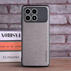 Luxury Leather Fashion Phone Case - Soft TPU & Hard Textile Cover - Poco F8 Ultra (Light Grey)