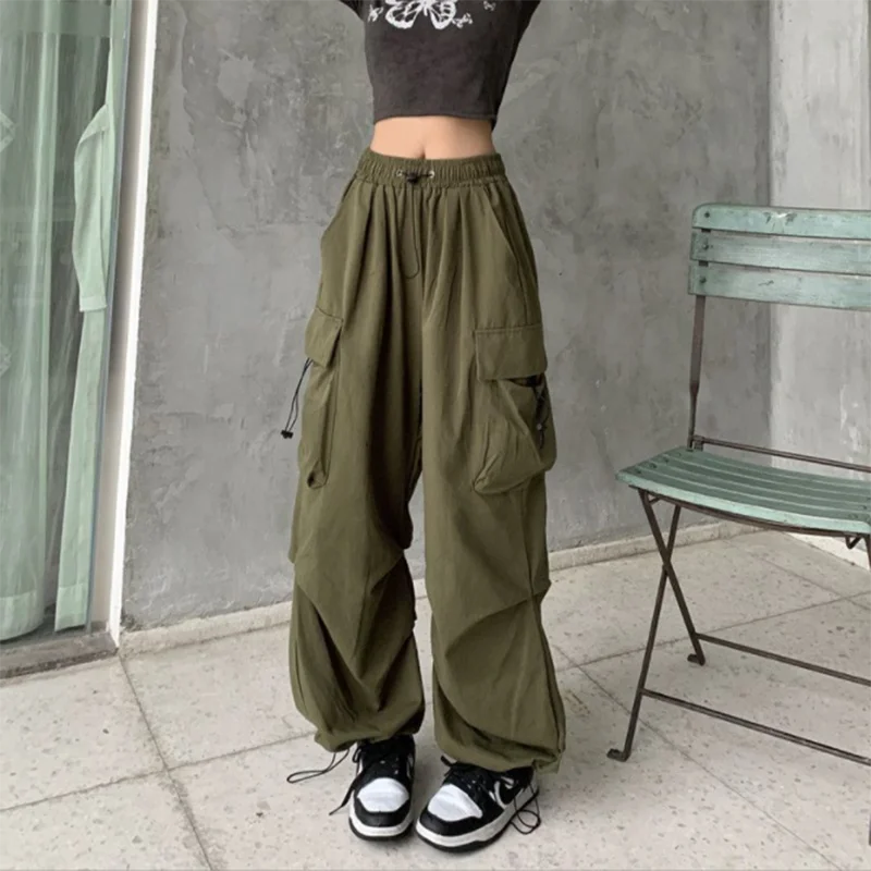 Y2K 여성 스트리트웨어 테크웨어 카고, 한국 하라주쿠 헐렁한 낙하산 바지, 남성용 스웨트 팬츠, 와이드 레그 조깅 바지 의류