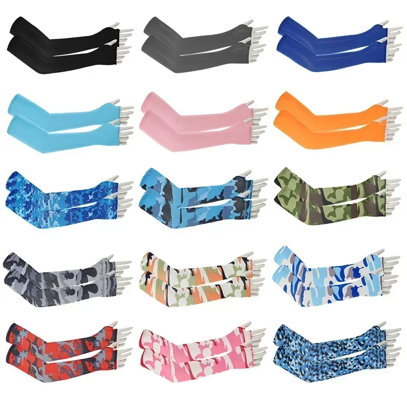 Camouflage Ice Silk Sleeve Cover Men Women Sun Protection Windproof Arm Sleeves Oversleeve for Outdoor Fishing camping Cycling
