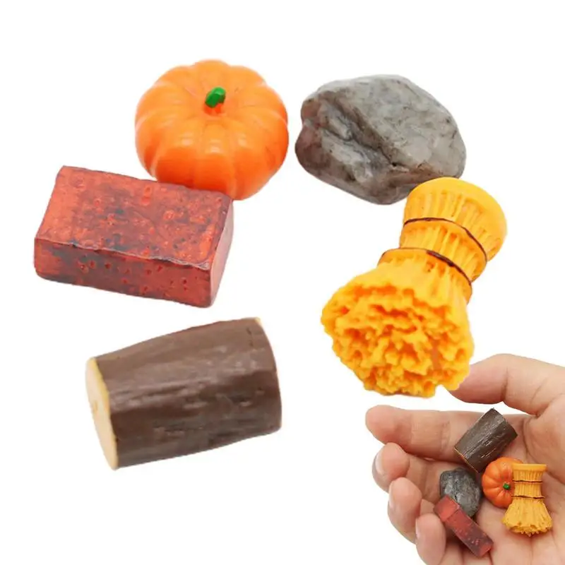 

Mini Dollhouse Accessories 5 Pcs Resin Miniature Dollhouse Pumpkin 1:12 Mini Farmhouse Decor Decorative Reusable Halloween