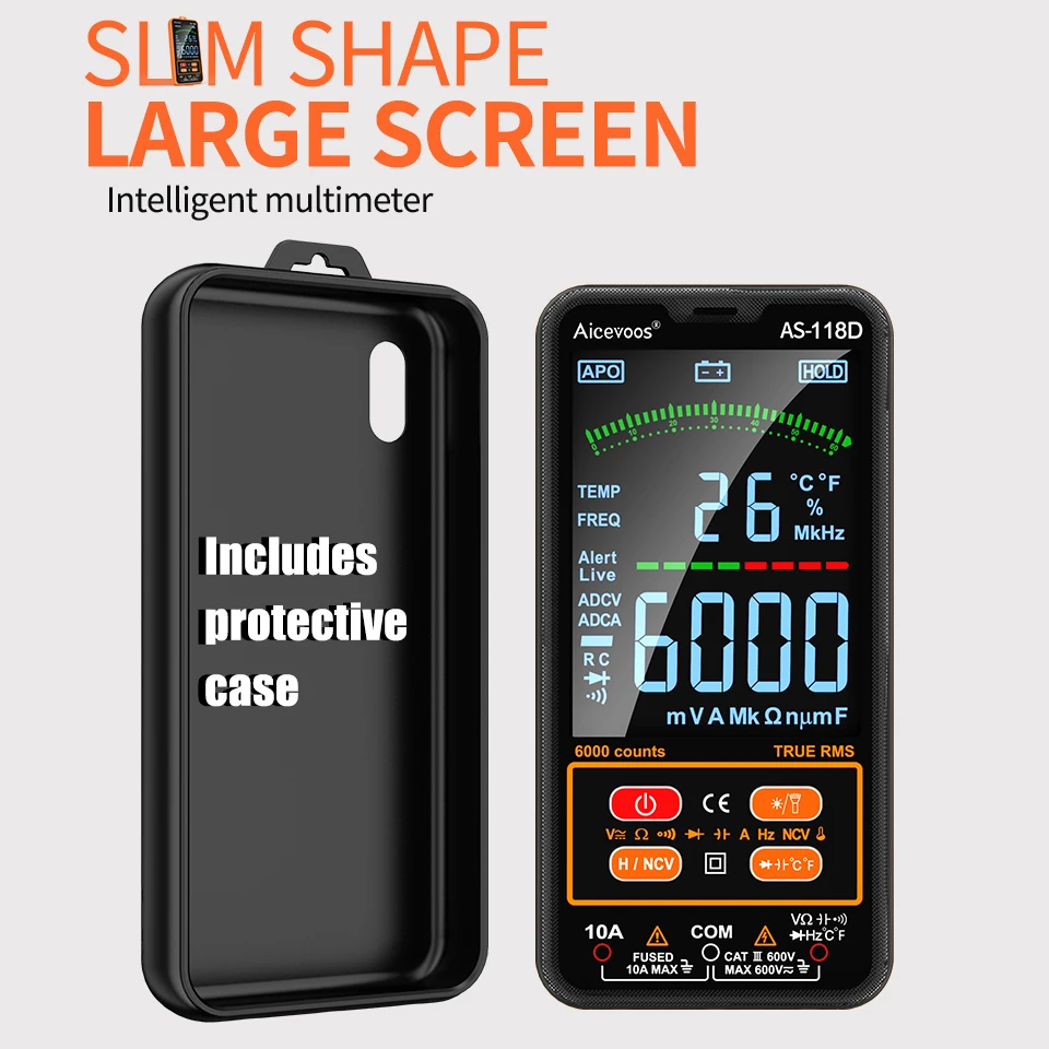 Smart Digital Multimeter TRMS Auto Range DC AC Voltage Tester Ohm Meter Capacitor Electrical Professional Multimetro Transistor 2