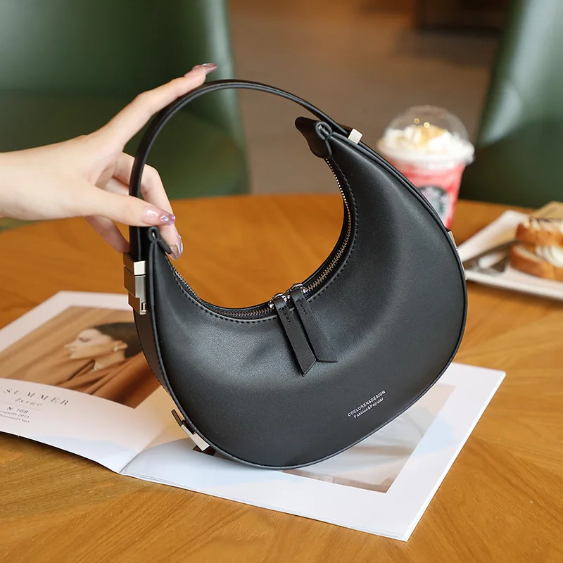2023 New Niche Elegant All-match Women's Bag Selected Cowhide Material Crescent Bag Armpit Bag Half-moon Bag Shoulder Handbag