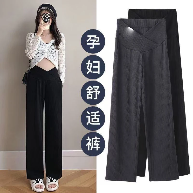 Thread Pregnant Women Leggings Winter Plus Velvet Pants Spring Autumn Maternity Trousers For Pregnancy Clothing Solid Color 6