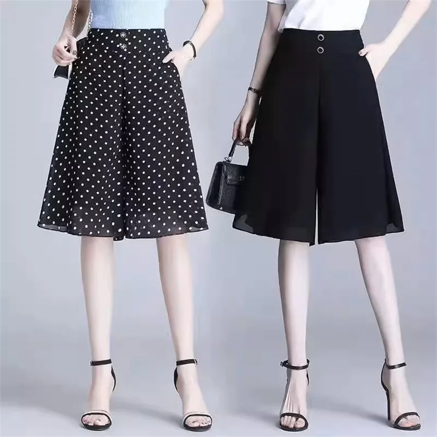 

Женские свободные шифоновые шорты Gowyimmes, тонкие облегающие шорты в горошек с высокой талией, верхняя одежда для девушек, большие размеры, лето 2023, PD1607