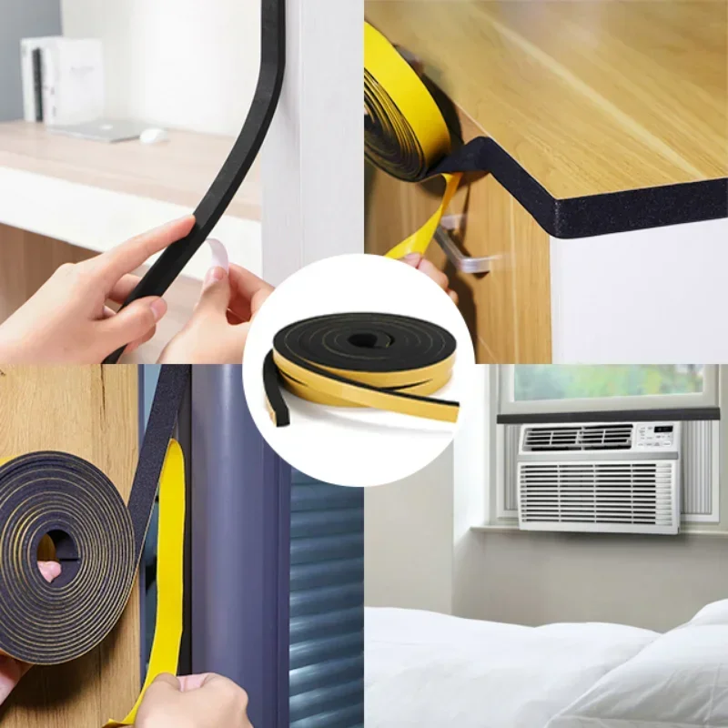 EPDM Self-Adhesive Soundproof Foam Seal Strip - Black Rubber Anti-Collision Gasket