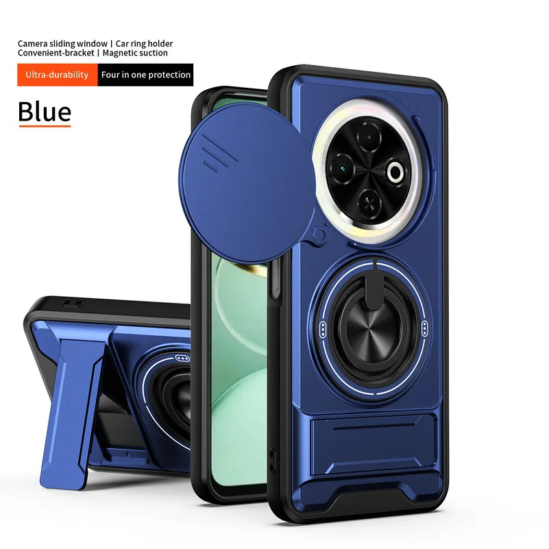 Versatile 2-in-1 Ring Grip with Built-in Magnetic Car Holder and Lens Protective Cover