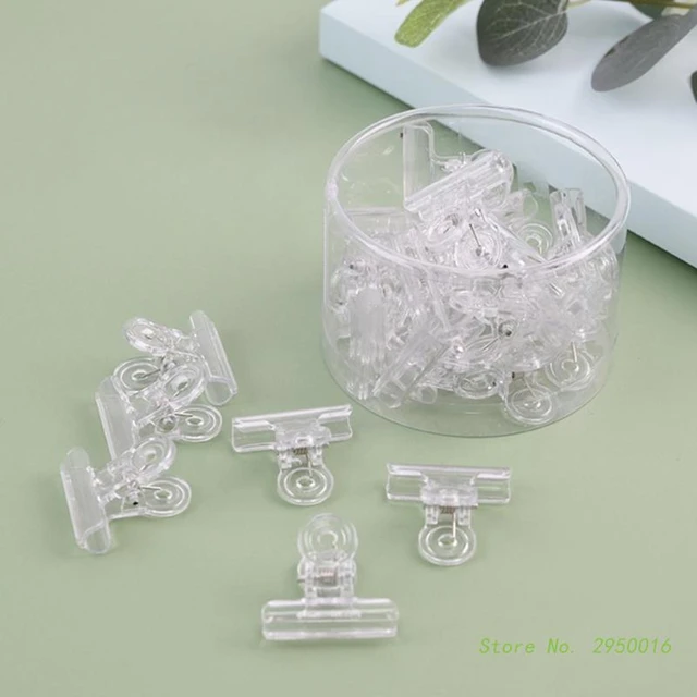 12 Pcs 50-62mm Clear Clips Plastic Paper Clips Transparent Bulldog  Clips-Snack Clips Document Binder