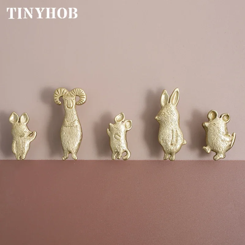 Vários Animais Formas Maçanetas de Latão para Quarto das Crianças Lovely Cabinet Handles Armário Gaveta Puxa Acessórios para Móveis