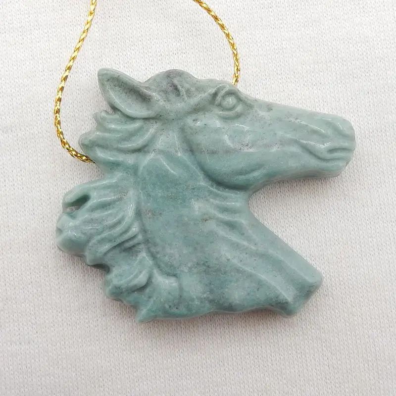 Natural Stone Wave Jasper Carved Horse Head Pendant Bead 42x39x10mm 24g Semiprecious Fashion Jewelry Necklace Accessories