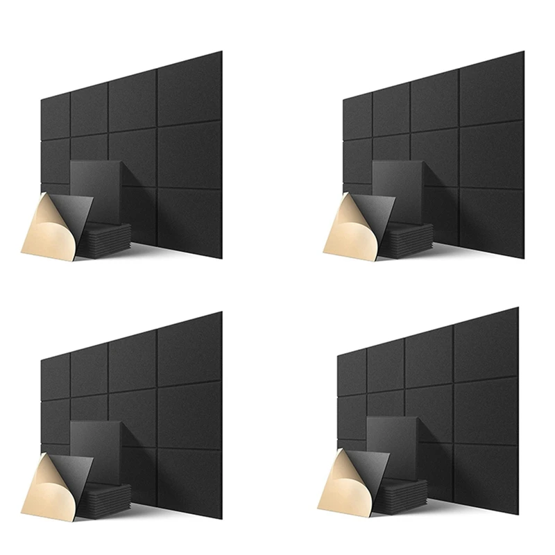 

Self-Adhesive Acoustic Panels 60 Pack,12 X 12 X 0.4 Inch Sound Proof Padding,Sound Absorbing Panel For Home ,Black