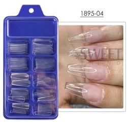 100pcs Nude Pink Coffin-Shaped Press-On Nail Extensions - Long Full Cover Artificial Nail Tips (1895-03 Clear)