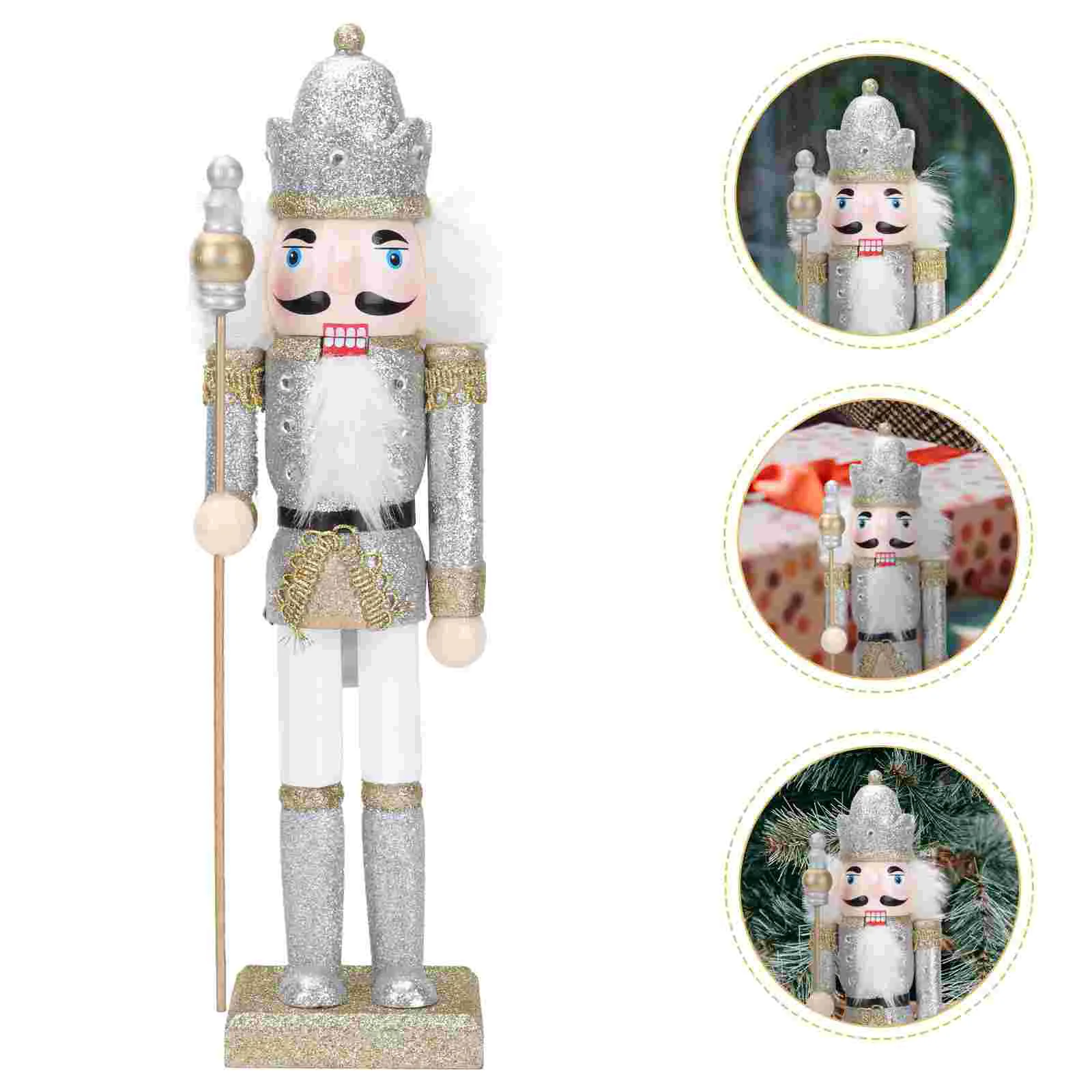 

1Pc Wooden Nutcracker Soldier Puppet Decor Nutcracker Soldier Figure Decor