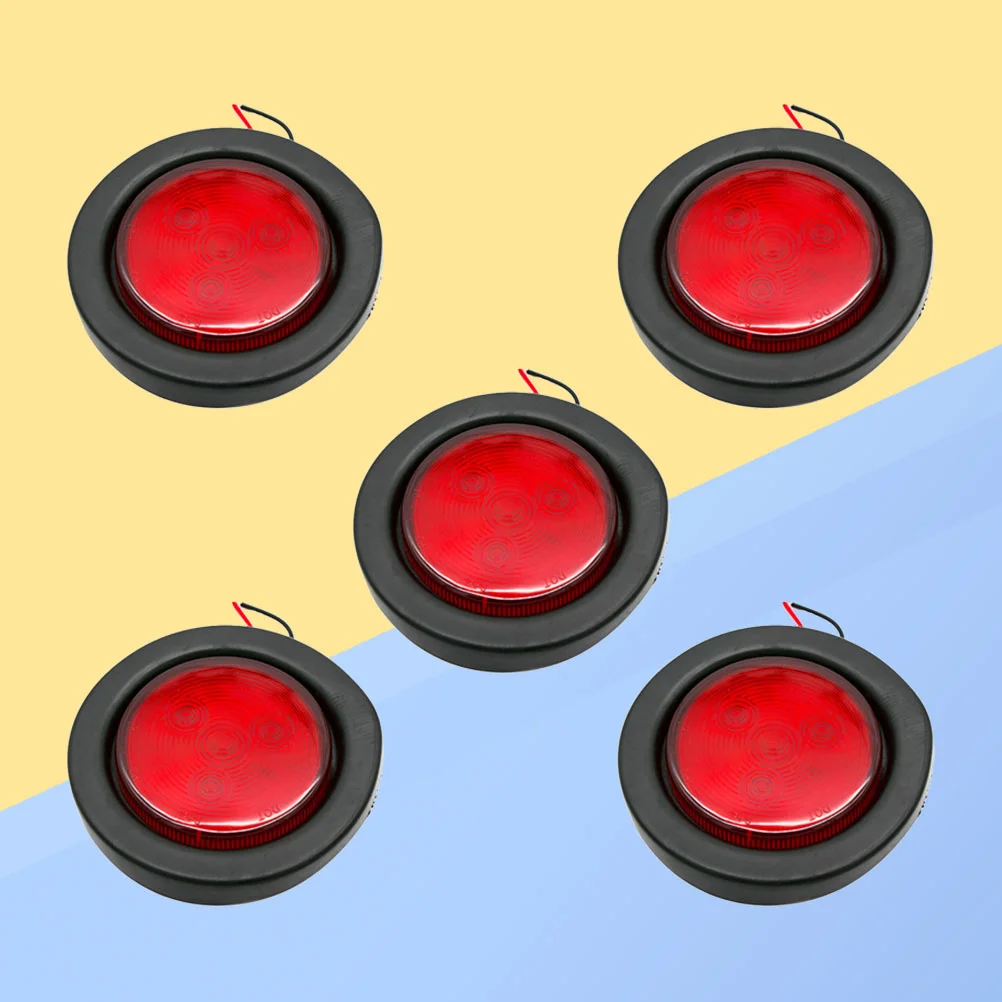 

Круглые боковые габаритные огни, 5 шт., 2 дюйма, 12 В, 4 светодиода, световые индикаторы для грузовиков, прицепов, фургонов (красный)