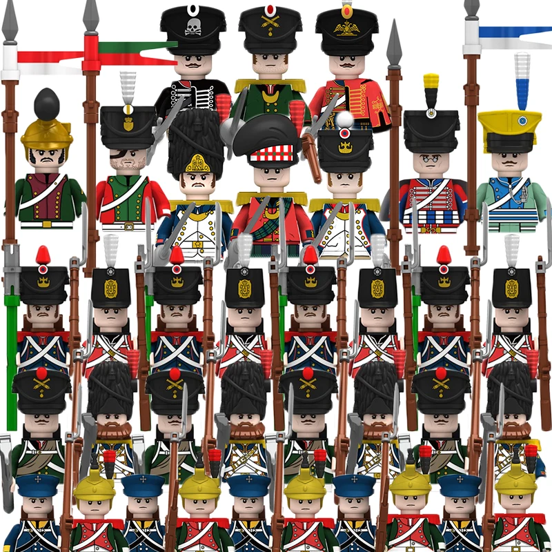 

Medieval Military Building Blocks Napoleonic Wars Figures French Knights British Commander Russia Prussian Soldiers Weapon Brick