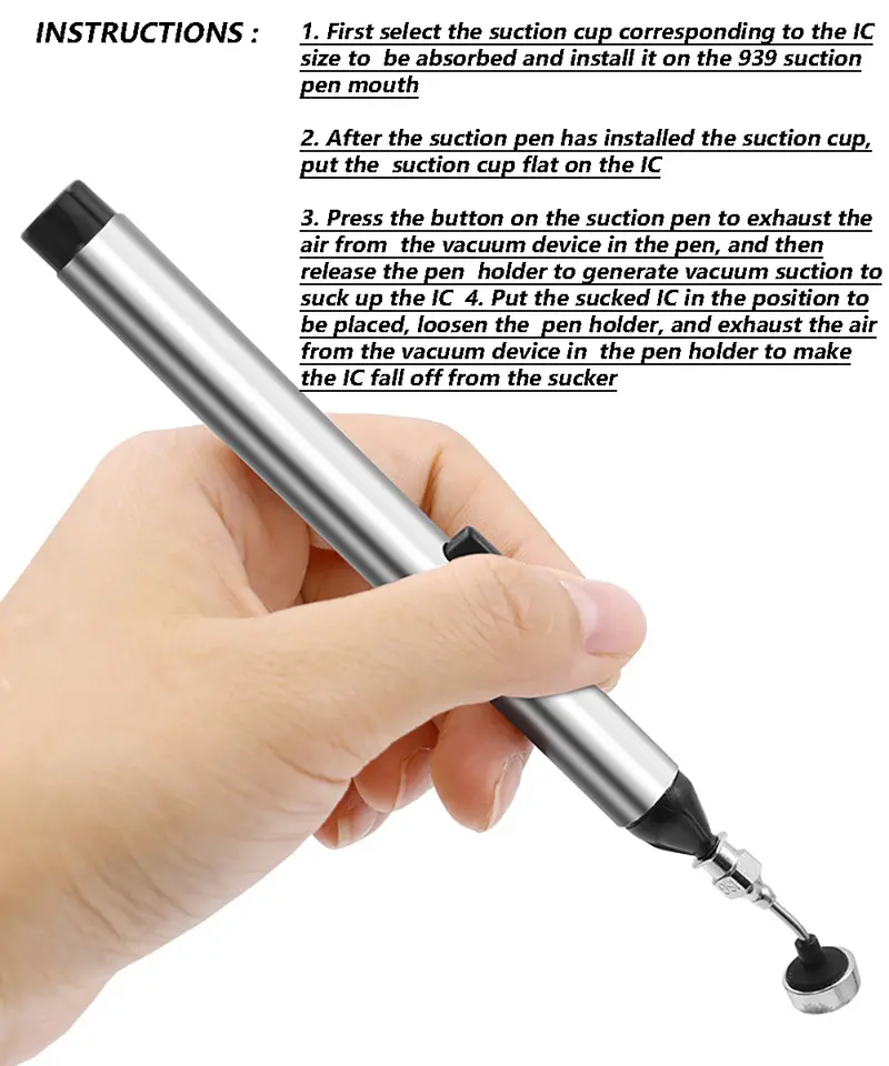 Vacuum Suction Pen Kit IC SMD Vacuum Sucking Suction Pen Remover Sucker Pump Pick Up Tool Desoldering ​Sucking Pen With 3 Sucker image 3