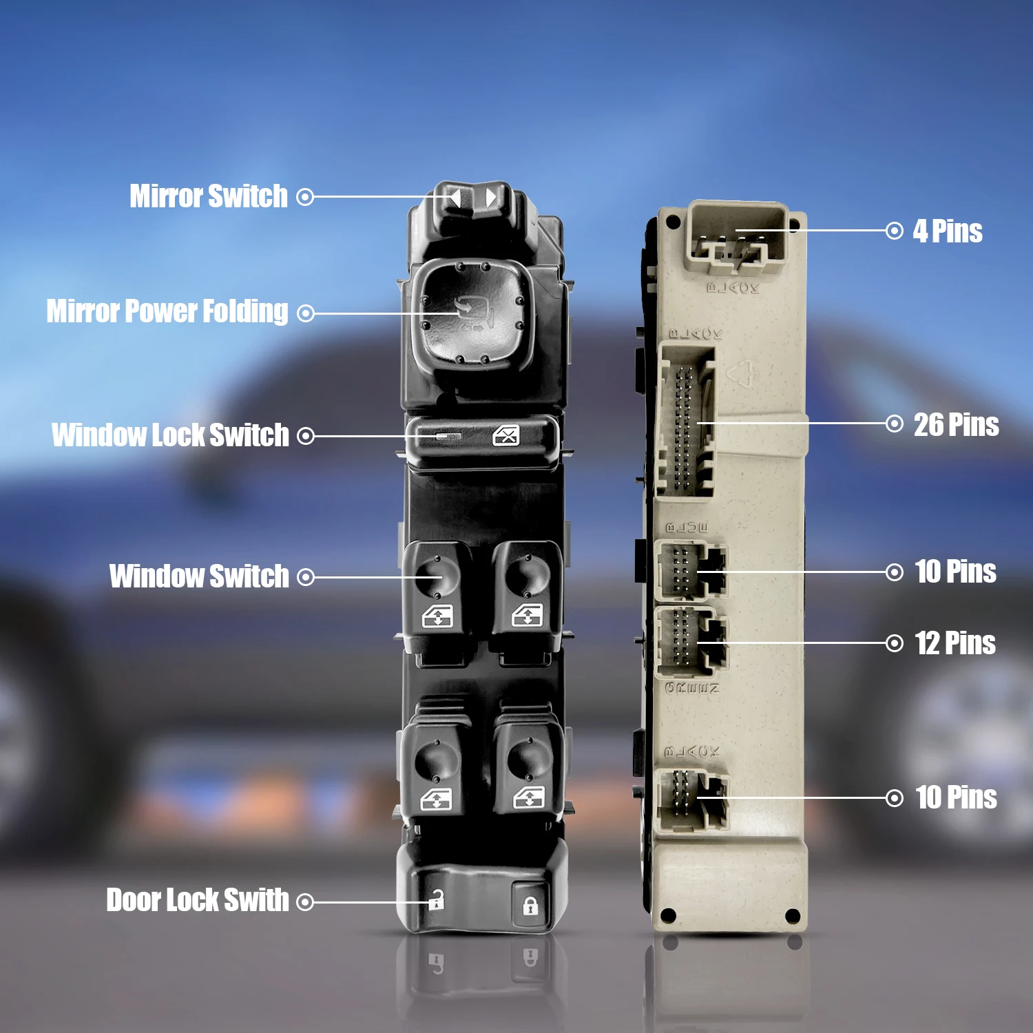 15883319 DWS-394 Power Window Switch for Hummer H2 Chevrolet Suburban Avalanche GMC Yukon Sierra 2003-2006 Front Driver Switch